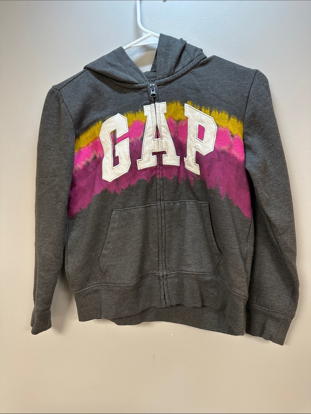 GAP Kids tie dye Embroidered zip up Gray hoodie  L (12)